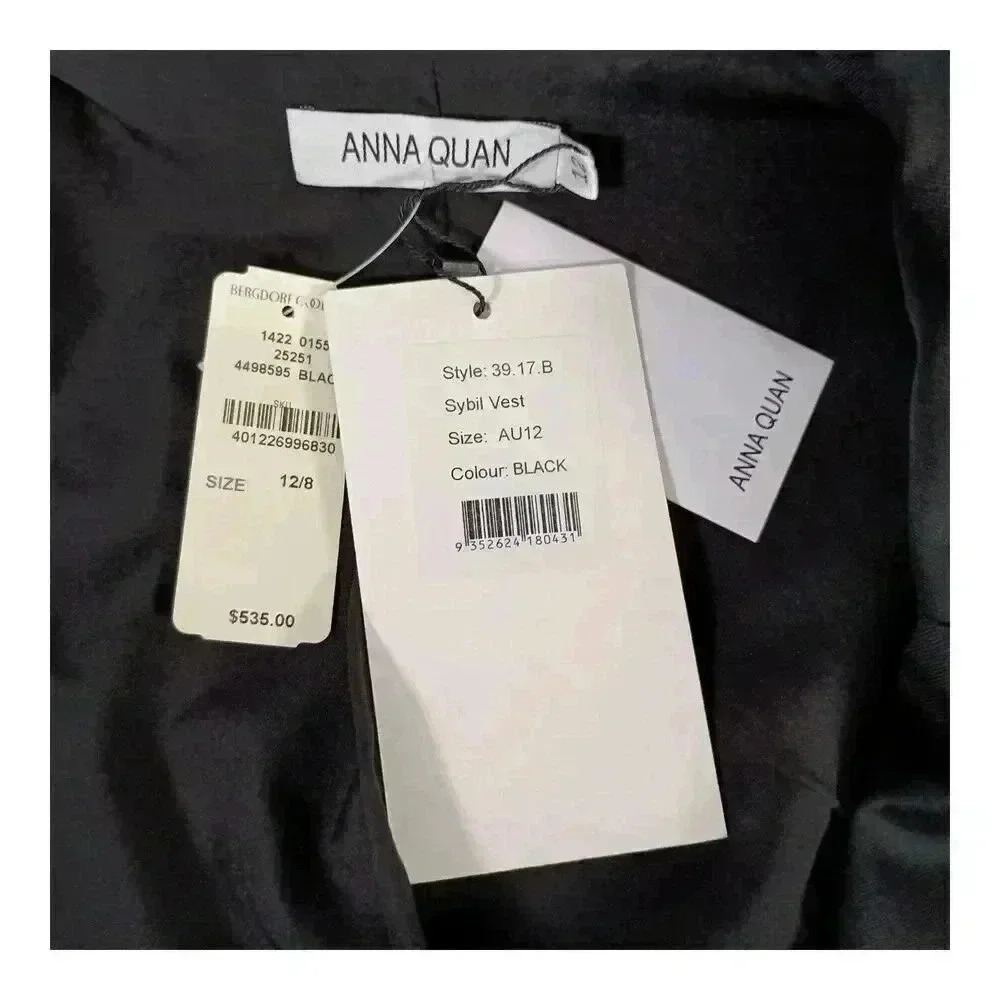 Anna Quan Sybil Vest Top Wool Black Women's 12 - Picture 6 of 8